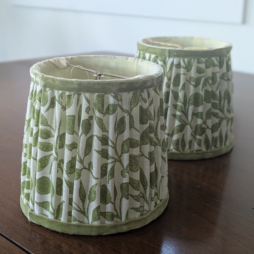 Green Leaf Pattern Fabric Lantern Shade - Home Accents